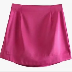 Zara satin effect mini skirt pink